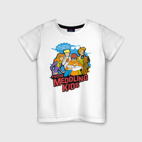 Детская футболка хлопок с принтом Meddling Kids в Екатеринбурге, 100% хлопок | круглый вырез горловины, полуприлегающий силуэт, длина до линии бедер | norville shaggy rogers | scooby doo | shaggy | vdzabma | норвилл шэгги роджерс | скуби ду | шэгги
