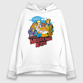 Женское худи Oversize хлопок с принтом Meddling Kids в Екатеринбурге, френч-терри — 70% хлопок, 30% полиэстер. Мягкий теплый начес внутри —100% хлопок | боковые карманы, эластичные манжеты и нижняя кромка, капюшон на магнитной кнопке | norville shaggy rogers | scooby doo | shaggy | vdzabma | норвилл шэгги роджерс | скуби ду | шэгги