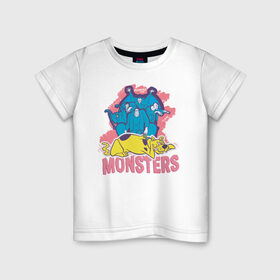 Детская футболка хлопок с принтом Monsters в Екатеринбурге, 100% хлопок | круглый вырез горловины, полуприлегающий силуэт, длина до линии бедер | scooby doo | vdzabma | скуби ду