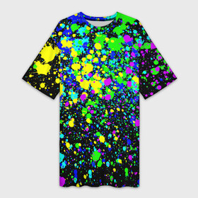 Платье-футболка 3D с принтом Неоновые краски лета в Екатеринбурге,  |  | neon | pattern | summer | акварель | арт | брызги | граффити | грязный | грязь | искусство | капли | кислотные | краска | лето | мазки | паттерн | пятна | пятнистый | радуга | радужный | разноцветный | текстура