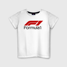 Детская футболка хлопок с принтом Формула 1 в Екатеринбурге, 100% хлопок | круглый вырез горловины, полуприлегающий силуэт, длина до линии бедер | f1 | formula 1 | автоспорт | алонсо | кими райкконен | королевские гонки | логотип. | льюис хэмилтон | макс ферстаппен | формула 1 | шарль леклер