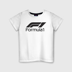 Детская футболка хлопок с принтом Формула 1 в Екатеринбурге, 100% хлопок | круглый вырез горловины, полуприлегающий силуэт, длина до линии бедер | f1 | formula 1 | автоспорт | алонсо | кими райкконен | королевские гонки | логотип | льюис хэмилтон | макс ферстаппен | формула 1 | шарль леклер