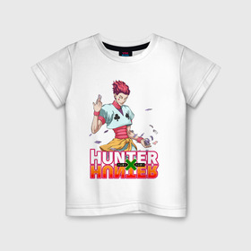 Детская футболка хлопок с принтом Хисока Hunter x Hunter в Екатеринбурге, 100% хлопок | круглый вырез горловины, полуприлегающий силуэт, длина до линии бедер | anime | hunter | hunter x hunter | zoldyck | аниме | зодиак | охотник | охотники | хисока