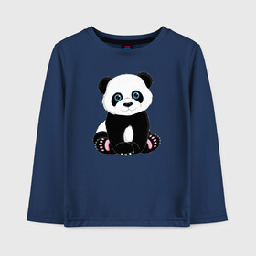 Детский лонгслив хлопок с принтом Милая пандочка в Екатеринбурге, 100% хлопок | круглый вырез горловины, полуприлегающий силуэт, длина до линии бедер | маленькая панда | милая панда | милая пандочка | мультяшная панда | мультяшная пандочка | панда | панда арт | панда милашка | панда мульт | панда нарисована | панда рисунок | пандочка