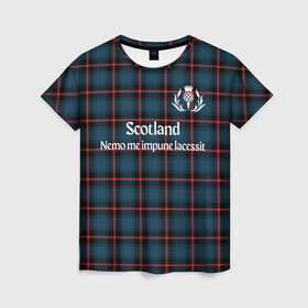 Женская футболка 3D с принтом Шотландия в Екатеринбурге, 100% полиэфир ( синтетическое хлопкоподобное полотно) | прямой крой, круглый вырез горловины, длина до линии бедер | england | scotland | англия | великобритания | волынка | девиз | килт | клан | клетка | королевство | шотландия | шотландка