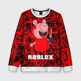 Детский свитшот 3D с принтом Roblox piggy/Свинка Пигги. в Екатеринбурге, 100% полиэстер | свободная посадка, прямой крой, мягкая тканевая резинка на рукавах и понизу свитшота | game | gamer | logo | minecraft | piggi | roblox | simulator | игра | конструктор | лого | пигги | свинья | симулятор | строительство | фигура