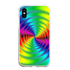 Чехол для iPhone XS Max матовый с принтом Цветной гипноз в Екатеринбурге, Силикон | Область печати: задняя сторона чехла, без боковых панелей | насыщенные цвета | радуга | спираль | цвет | цвета | яркие цвета | ярко
