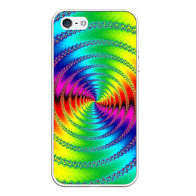 Чехол для iPhone 5/5S матовый с принтом Цветной гипноз в Екатеринбурге, Силикон | Область печати: задняя сторона чехла, без боковых панелей | насыщенные цвета | радуга | спираль | цвет | цвета | яркие цвета | ярко