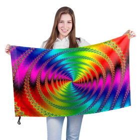Флаг 3D с принтом Цветной гипноз в Екатеринбурге, 100% полиэстер | плотность ткани — 95 г/м2, размер — 67 х 109 см. Принт наносится с одной стороны | насыщенные цвета | радуга | спираль | цвет | цвета | яркие цвета | ярко