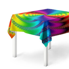 Скатерть 3D с принтом Цветной гипноз в Екатеринбурге, 100% полиэстер (ткань не мнется и не растягивается) | Размер: 150*150 см | насыщенные цвета | радуга | спираль | цвет | цвета | яркие цвета | ярко