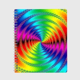 Тетрадь с принтом Цветной гипноз в Екатеринбурге, 100% бумага | 48 листов, плотность листов — 60 г/м2, плотность картонной обложки — 250 г/м2. Листы скреплены сбоку удобной пружинной спиралью. Уголки страниц и обложки скругленные. Цвет линий — светло-серый
 | Тематика изображения на принте: насыщенные цвета | радуга | спираль | цвет | цвета | яркие цвета | ярко