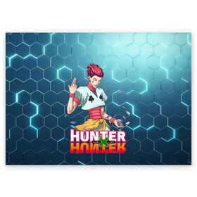 Поздравительная открытка с принтом Хисока Hunter x Hunter в Екатеринбурге, 100% бумага | плотность бумаги 280 г/м2, матовая, на обратной стороне линовка и место для марки
 | Тематика изображения на принте: anime | hunter | hunter x hunter | zoldyck | аниме | зодиак | охотник | охотники | хисока