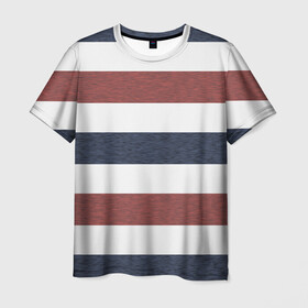 Мужская футболка 3D с принтом Полоски в Екатеринбурге, 100% полиэфир | прямой крой, круглый вырез горловины, длина до линии бедер | бело красные | белый | в полоску | красно синие | красно синий | красный | повседневное | полоска | полосы | синий