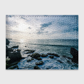 Обложка для студенческого билета с принтом Море в Екатеринбурге, натуральная кожа | Размер: 11*8 см; Печать на всей внешней стороне | Тематика изображения на принте: брызги | вода | воды | волна | волны | камень | камни | море | морские | морской | небеса | небо | облака | облако | океан | прибой | природа | туча | тучи