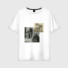 Женская футболка хлопок Oversize с принтом Иосиф Бродский Венеция в Екатеринбурге, 100% хлопок | свободный крой, круглый ворот, спущенный рукав, длина до линии бедер
 | венеция | иосиф бродский