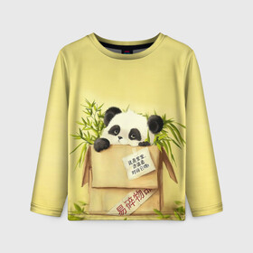 Детский лонгслив 3D с принтом Заказывали Панду? ? в Екатеринбурге, 100% полиэстер | длинные рукава, круглый вырез горловины, полуприлегающий силуэт
 | Тематика изображения на принте: order | panda | заказ | заказывали панду | панда | панда в коробке