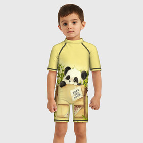 Детский купальный костюм 3D с принтом Заказывали Панду в Екатеринбурге, Полиэстер 85%, Спандекс 15% | застежка на молнии на спине | order | panda | заказ | заказывали панду | панда | панда в коробке