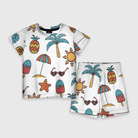 Детский костюм с шортами 3D с принтом Отпуск в Екатеринбурге,  |  | summer | ананас | ананасы | гаваи | гавайская | звезда | звёзды | зонт | лето | мороженное | отдых | отпуск | очки | пальма | пальмы | пляж | солнце | туризм | туристическая
