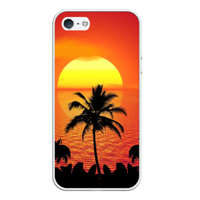 Чехол для iPhone 5/5S матовый с принтом Пальмы на фоне моря в Екатеринбурге, Силикон | Область печати: задняя сторона чехла, без боковых панелей | summer | восход | гаваи | гавайская | закат | лето | море | океан | отдых | отпуск | пальма | пальмы | солнце | туризм | туристическая