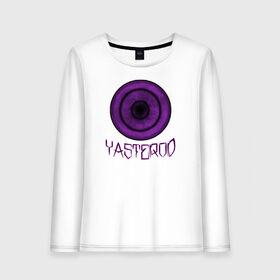 Женский лонгслив хлопок с принтом YASTEROD big в Екатеринбурге, 100% хлопок |  | eye | purple | rinnegan | yasterod | глаз | риннеган | фиолетовый