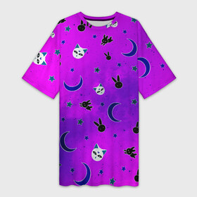 Платье-футболка 3D с принтом GOTHIC SAILOR MOON в Екатеринбурге,  |  | anime | japan | manga | sailor moon | аниме | девочка | девушка | луна | лунная призма | манга | сейлор мун | сэйлор мун | япония