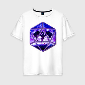 Женская футболка хлопок Oversize с принтом DnD d20 Dragon Дракон ДнД в Екатеринбурге, 100% хлопок | свободный крой, круглый ворот, спущенный рукав, длина до линии бедер
 | d20 | dnd | dragon | днд | дракон