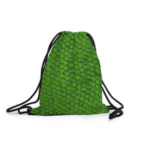 Рюкзак-мешок 3D с принтом зелёная чешуя  в Екатеринбурге, 100% полиэстер | плотность ткани — 200 г/м2, размер — 35 х 45 см; лямки — толстые шнурки, застежка на шнуровке, без карманов и подкладки | чешуя | чешуя ящерицы