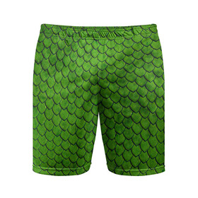 Мужские шорты спортивные с принтом зелёная чешуя  в Екатеринбурге,  |  | чешуя | чешуя ящерицы