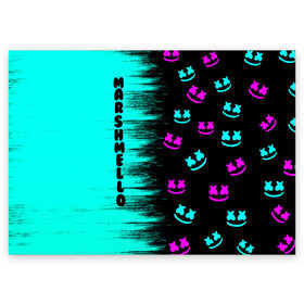 Поздравительная открытка с принтом Marshmello в Екатеринбурге, 100% бумага | плотность бумаги 280 г/м2, матовая, на обратной стороне линовка и место для марки
 | fortnite | game | marshmello | диджей | игра | маршмелло | маршмеллоу | маршмелоу | музыка | неон | текстура | фортнайт