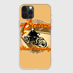 Чехол для iPhone 12 Pro с принтом Hoosier Motorcycling в Екатеринбурге, силикон | область печати: задняя сторона чехла, без боковых панелей | Тематика изображения на принте: motorcycle | байкеры | мотоциклы | пионеры