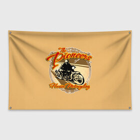 Флаг-баннер с принтом Hoosier Motorcycling в Екатеринбурге, 100% полиэстер | размер 67 х 109 см, плотность ткани — 95 г/м2; по краям флага есть четыре люверса для крепления | motorcycle | байкеры | мотоциклы | пионеры