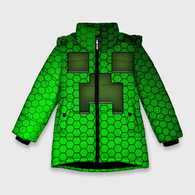 Зимняя куртка для девочек 3D с принтом Крипер из игры Minecraft в Екатеринбурге, ткань верха — 100% полиэстер; подклад — 100% полиэстер, утеплитель — 100% полиэстер. | длина ниже бедра, удлиненная спинка, воротник стойка и отстегивающийся капюшон. Есть боковые карманы с листочкой на кнопках, утяжки по низу изделия и внутренний карман на молнии. 

Предусмотрены светоотражающий принт на спинке, радужный светоотражающий элемент на пуллере молнии и на резинке для утяжки. | mine | minecraft | зелёный крипер | игра | крипер | лицо крипера | майн | майнкрафт | моб из игры | мордочка крипера