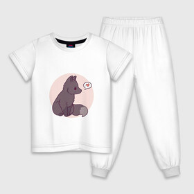 Детская пижама хлопок с принтом Чёрный лисенок в Екатеринбурге, 100% хлопок |  брюки и футболка прямого кроя, без карманов, на брюках мягкая резинка на поясе и по низу штанин
 | арт | лис | лисёнок | любовь | рисунок | сердечко | сердце | чёрный