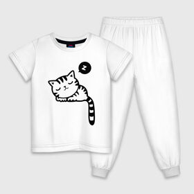 Детская пижама хлопок с принтом Спящий кот в Екатеринбурге, 100% хлопок |  брюки и футболка прямого кроя, без карманов, на брюках мягкая резинка на поясе и по низу штанин
 | белый котенок | кот | котенок | коты | котята | кошечка | кошка | кошки | милые котята | милый котенок | няшки | спящий кот