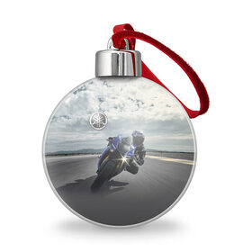 Ёлочный шар с принтом Yamaha в Екатеринбурге, Пластик | Диаметр: 77 мм | clouds | helmet | motorcycle | racer | road | route | sky | speed | yamaha | гонщик | дорога | мотоцикл | небо | облака | скорость | трасса | шлем