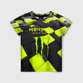 Детская футболка 3D с принтом MONSTER ENERGY в Екатеринбурге, 100% гипоаллергенный полиэфир | прямой крой, круглый вырез горловины, длина до линии бедер, чуть спущенное плечо, ткань немного тянется | energy | monster energy | кофеин | монстр | монстр энерджи | напиток | таурин | энергетик | энергетический напиток