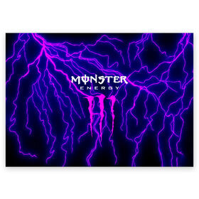 Поздравительная открытка с принтом MONSTER ENERGY в Екатеринбурге, 100% бумага | плотность бумаги 280 г/м2, матовая, на обратной стороне линовка и место для марки
 | energy | monster energy | кофеин | монстр | монстр энерджи | напиток | таурин | энергетик | энергетический напиток