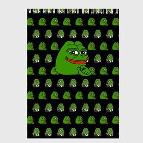 Скетчбук с принтом Frog Pepe в Екатеринбурге, 100% бумага
 | 48 листов, плотность листов — 100 г/м2, плотность картонной обложки — 250 г/м2. Листы скреплены сверху удобной пружинной спиралью | meme | жаба | звук | лягушка | майнкрафт | мем | пепа | пепе | скин