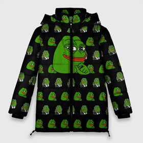 Женская зимняя куртка 3D с принтом Frog Pepe в Екатеринбурге, верх — 100% полиэстер; подкладка — 100% полиэстер; утеплитель — 100% полиэстер | длина ниже бедра, силуэт Оверсайз. Есть воротник-стойка, отстегивающийся капюшон и ветрозащитная планка. 

Боковые карманы с листочкой на кнопках и внутренний карман на молнии | meme | жаба | звук | лягушка | майнкрафт | мем | пепа | пепе | скин