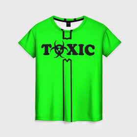 Женская футболка 3D с принтом toxic в Екатеринбурге, 100% полиэфир ( синтетическое хлопкоподобное полотно) | прямой крой, круглый вырез горловины, длина до линии бедер | toxic | противогаз | токсик | токсичный | ядовитый