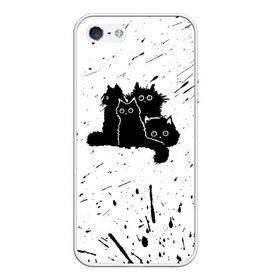 Чехол для iPhone 5/5S матовый с принтом Черные котейки в Екатеринбурге, Силикон | Область печати: задняя сторона чехла, без боковых панелей | baby | cat | cute | kitty | аниме | анимешные | брызги красок | глаза | детям | животные | зверек | кавайный | киска | кот | котята | кошак | кошечка | кошка | малыши | милые | мордочка | няшные | прикольные