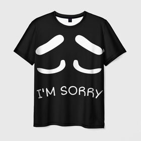 Мужская футболка 3D с принтом Sorry not sorry в Екатеринбурге, 100% полиэфир | прямой крой, круглый вырез горловины, длина до линии бедер | 