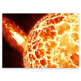Поздравительная открытка с принтом Космический объект в Екатеринбурге, 100% бумага | плотность бумаги 280 г/м2, матовая, на обратной стороне линовка и место для марки
 | planets | взрыв | взрывы | вселенная | вселенский | звезда | звёзды | космические | космический | космос | лава | мантия | огненный | огонь | пламя | планета | планеты | солнце | яркие | яркий