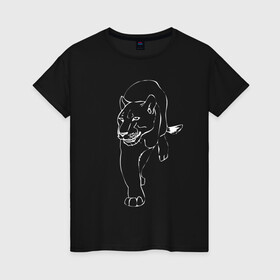 Женская футболка хлопок с принтом Пантера в Екатеринбурге, 100% хлопок | прямой крой, круглый вырез горловины, длина до линии бедер, слегка спущенное плечо | дикий | животное | зверь | кот | кошка | опасный | пантера | пума | хищник | ягуар
