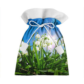 Подарочный 3D мешок с принтом Подснежники в Екатеринбурге, 100% полиэстер | Размер: 29*39 см | Тематика изображения на принте: зелень | подснежник | подснежники | природа | природный | растение | растения | флора | цветок | цветочек | цветы