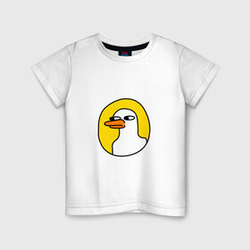 Детская футболка хлопок с принтом Утка в Екатеринбурге, 100% хлопок | круглый вырез горловины, полуприлегающий силуэт, длина до линии бедер | зря | иллюстрация | кря кря | мем | мемы | рисунок | смешно | современно | утка