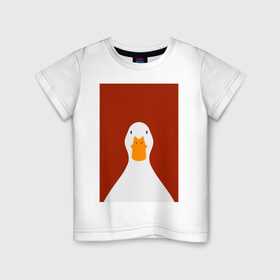Детская футболка хлопок с принтом Утка в Екатеринбурге, 100% хлопок | круглый вырез горловины, полуприлегающий силуэт, длина до линии бедер | иллюстрация | мем | мемы | рисунок | смешно | современно | утка