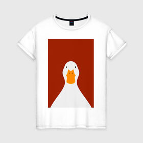 Женская футболка хлопок с принтом Утка в Екатеринбурге, 100% хлопок | прямой крой, круглый вырез горловины, длина до линии бедер, слегка спущенное плечо | иллюстрация | мем | мемы | рисунок | смешно | современно | утка