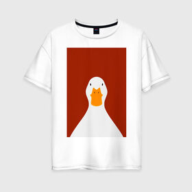 Женская футболка хлопок Oversize с принтом Утка в Екатеринбурге, 100% хлопок | свободный крой, круглый ворот, спущенный рукав, длина до линии бедер
 | иллюстрация | мем | мемы | рисунок | смешно | современно | утка