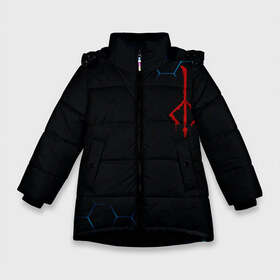 Зимняя куртка для девочек 3D с принтом DARK SOULS в Екатеринбурге, ткань верха — 100% полиэстер; подклад — 100% полиэстер, утеплитель — 100% полиэстер. | длина ниже бедра, удлиненная спинка, воротник стойка и отстегивающийся капюшон. Есть боковые карманы с листочкой на кнопках, утяжки по низу изделия и внутренний карман на молнии. 

Предусмотрены светоотражающий принт на спинке, радужный светоотражающий элемент на пуллере молнии и на резинке для утяжки. | dark souls | dark souls iii | дарк солс | дарк соулс | темные души | черные души
